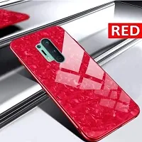 Coverskart for One Plus 8 Pro,1+8 pro Luxurious Marble Pattern Bling Shell Back Glass Case Cover with Soft TPU Bumper for One Plus 8 Pro, (Red)-thumb2