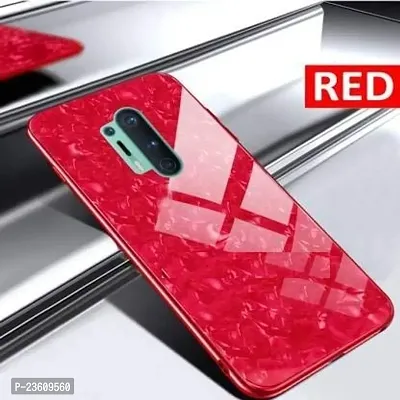 Coverskart for One Plus 8 Pro,1+8 pro Luxurious Marble Pattern Bling Shell Back Glass Case Cover with Soft TPU Bumper for One Plus 8 Pro, (Red)-thumb3