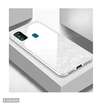 Coverskart Back Cover for Honor 9A Marble Cover Case, Marble Pattern Anti Scratch Toughened Glass Back Case with Electroplated TPU Bumper Back Case (White)-thumb2
