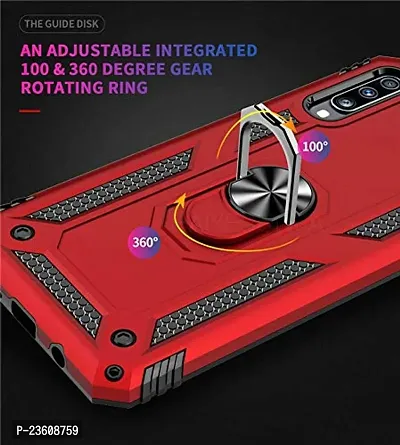 AEMA? for Samsung Galaxy A70 Luxury Dual Layer Hybrid Shockproof Armor Defender Case with 360 Degree Metal Rotating Finger Ring Holder Kickstand for Samsung Galaxy A70, (Red)-thumb3