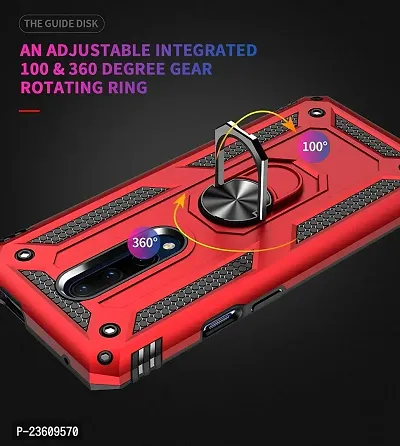 AEMA? for One Plus 7 Pro/ 1 +7pro Luxury Dual Layer Hybrid Shockproof Armor Defender Case with 360 Degree Metal Rotating Finger Ring Holder Kickstand for One Plus 7 Pro/ 1 +7pro, (Red)-thumb3