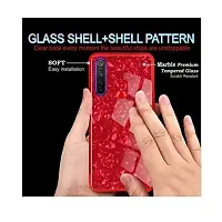 Coverskart Luxurious Marble Pattern Bling Shell Back Glass Case Cover with Soft TPU Bumper for Oppo Reno 3 Pro (6.4inch, 4G), (Red)-thumb2