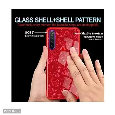 Coverskart Luxurious Marble Pattern Bling Shell Back Glass Case Cover with Soft TPU Bumper for Oppo Reno 3 Pro (6.4inch, 4G), (Red)-thumb3