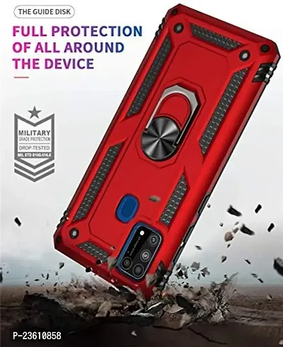 AEMA? for Vivo Y20 Luxury Dual Layer Hybrid Shockproof Armor Defender Case with 360 Degree Metal Rotating Finger Ring Holder Kickstand for Vivo Y20, (RED)-thumb4