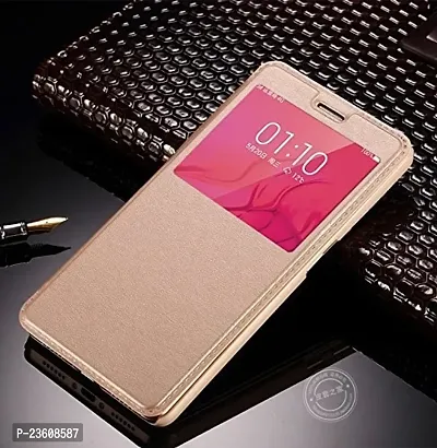 AEMA(TM) XIAOMI REDMI Note 4 Quick SVIEW Window Flip Leather Finish Textured Case Cover Gold-thumb2