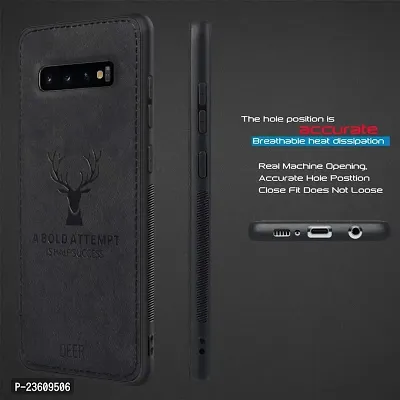 Coverskart (TM) Deer Cloth Canvas Texture Fabric Leather Case for Samsung Galaxy S10 (Black)-thumb5