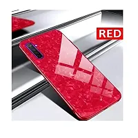 Coverskart One Plus Nord / 1+NORD Luxurious Marble Pattern Bling Shell Back Glass Case Cover with Soft TPU Bumper (Red)-thumb1