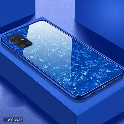 Coverskart Back Cover for Samsung A31 Marble Cover Case, Marble Pattern Anti Scratch Toughened Glass Back Case with Electroplated TPU Bumper Back Case (Blue)-thumb5