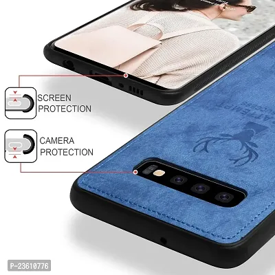 Coverskart (TM) Deer Cloth Canvas Texture Fabric Leather Case for Samsung Galaxy S10 (Blue)-thumb2