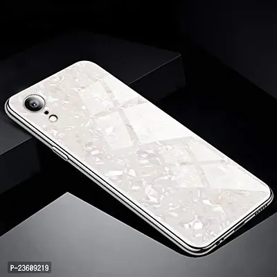 Coverskart Luxurious Marble Pattern Bling Shell Back Glass Case Cover with Soft TPU Bumper for iPhone XR (White)