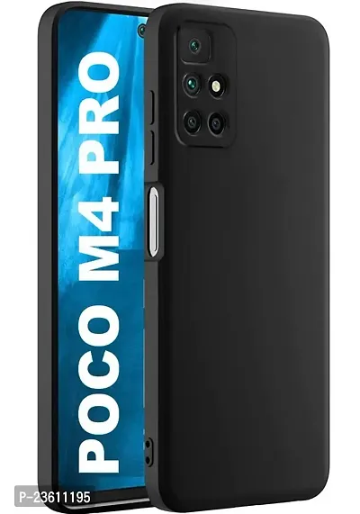 CoversKart Compatible with Poco M4 Pro Ultra Slim Soft Silicone Back Cover | Inner Microfiber | Camera Protection Back Case (Black)