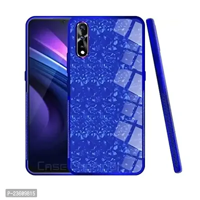 Coverskart Luxurious Marble Pattern Bling Shell Back Glass Case Cover with Soft TPU Bumper for Vivo V11pro, (Blue)