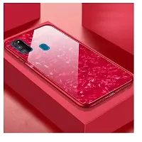 Coverskart Back Cover for Honor 9A Marble Cover Case, Marble Pattern Anti Scratch Toughened Glass Back Case with Electroplated TPU Bumper Back Case (Red)-thumb3