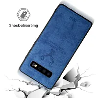 Coverskart (TM) Deer Cloth Canvas Texture Fabric Leather Case for Samsung Galaxy S10 (Blue)-thumb2