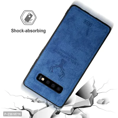 Coverskart (TM) Deer Cloth Canvas Texture Fabric Leather Case for Samsung Galaxy S10 (Blue)-thumb3