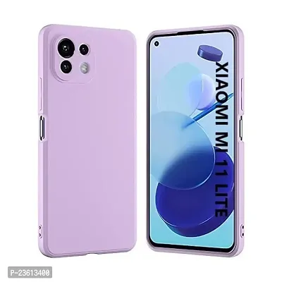 CoversKart Compatible with Mi 11 Lite Ultra Slim Soft Silicone Back Cover | Inr Microfiber | Camera Protection Back Case (Lightpurple)-thumb0