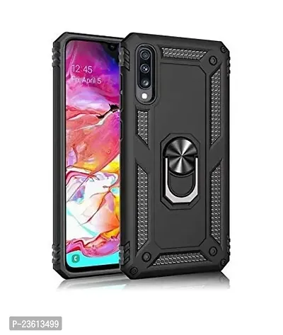 AEMA? for Samsung Galaxy A70 Luxury Dual Layer Hybrid Shockproof Armor Defender Case with 360 Degree Metal Rotating Finger Ring Holder Kickstand for Samsung Galaxy A70, (Black)