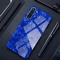 Coverskart Luxurious Marble Pattern Bling Shell Back Glass Case Cover with Soft TPU Bumper for Samsung Galaxy Note 10, (Blue)-thumb1