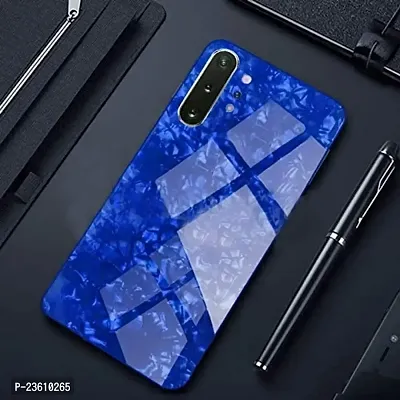 Coverskart Luxurious Marble Pattern Bling Shell Back Glass Case Cover with Soft TPU Bumper for Samsung Galaxy Note 10, (Blue)-thumb2