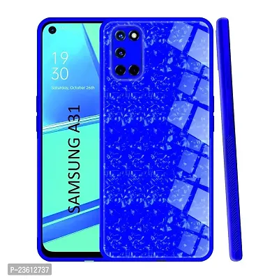 Coverskart Back Cover for Samsung A31 Marble Cover Case, Marble Pattern Anti Scratch Toughened Glass Back Case with Electroplated TPU Bumper Back Case (Blue)