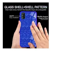 Coverskart Back Cover for VIVO V19 Marble Cover Case, Marble Pattern Anti Scratch Toughened Glass Back Case with Electroplated TPU Bumper Back Case (Blue)-thumb1