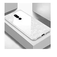 Coverskart Luxurious Marble Pattern Bling Shell Back Glass Case Cover with Soft TPU Bumper for (Oppo F11pro, White)-thumb2