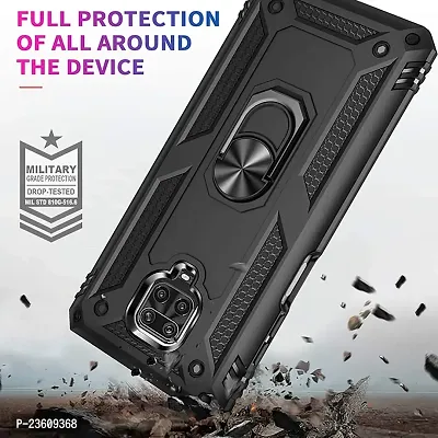 AEMA? Poco M2 Pro Luxury Dual Layer Hybrid Shockproof Armor Defender Case with 360 Degree Metal Rotating Finger Ring Holder Kickstand for (Black)-thumb4