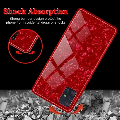 Coverskart Back Cover for Oppo A52 Marble Cover Case, Marble Pattern Anti Scratch Toughened Glass Back Case with Electroplated TPU Bumper Back Case (Red)-thumb2