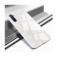 Coverskart Back Cover for Mi 10 Marble Cover Case, Marble Pattern Anti Scratch Toughened Glass Back Case with Electroplated TPU Bumper Back Case (White)-thumb1