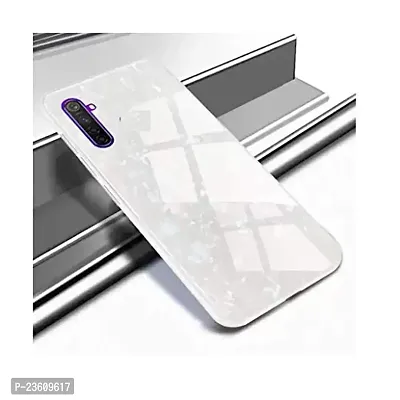 Coverskart Back Cover for Mi 10 Marble Cover Case, Marble Pattern Anti Scratch Toughened Glass Back Case with Electroplated TPU Bumper Back Case (White)-thumb2