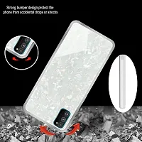 Coverskart Luxurious Marble Pattern Bling Shell Back Glass Case Cover with Soft TPU Bumper for Samsung Galaxy S20, (White)-thumb1