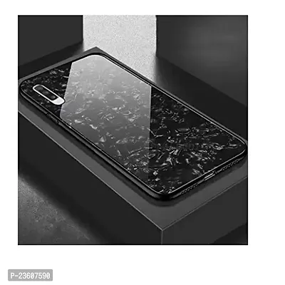 Coverskart Luxurious Marble Pattern Bling Shell Back Glass Case Cover with Soft TPU Bumper for (Vivo Z1X, Black)-thumb4