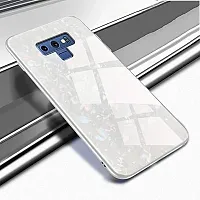 Coverskart Luxurious Marble Pattern Bling Shell Back Glass Case Cover with Soft TPU Bumper for Samsung Galaxy Note 9, (White)-thumb3