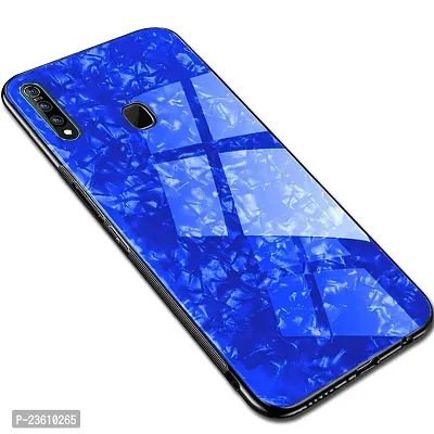 Coverskart Luxurious Marble Pattern Bling Shell Back Glass Case Cover with Soft TPU Bumper for Samsung Galaxy Note 10, (Blue)-thumb4