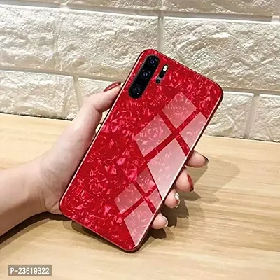 Coverskart Luxurious Marble Pattern Bling Shell Back Glass Case Cover with Soft TPU Bumper for Xiaomi Redmi Note 8pro, (Red)