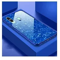 Coverskart Back Cover for Samsung M40 Marble Cover Case, Marble Pattern Anti Scratch Toughened Glass Back Case with Electroplated TPU Bumper Back Case (Blue)-thumb3