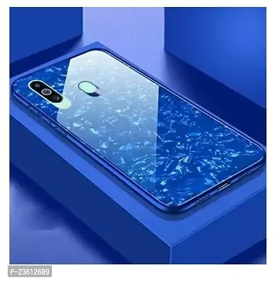 Coverskart Back Cover for Samsung M40 Marble Cover Case, Marble Pattern Anti Scratch Toughened Glass Back Case with Electroplated TPU Bumper Back Case (Blue)-thumb4