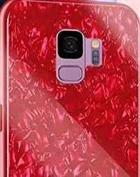 CoversKart(TM) Luxurious Marble Pattern Bling Shell Back Glass Case Cover with Soft TPU Bumper for Samsung Galaxy S9 (Red)-thumb1