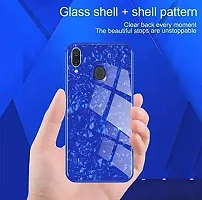 Coverskart Luxurious Marble Pattern Bling Shell Back Glass Case Cover with Soft TPU Bumper for Samsung Galaxy M20, (Blue)-thumb3