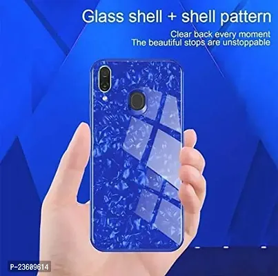 Coverskart Luxurious Marble Pattern Bling Shell Back Glass Case Cover with Soft TPU Bumper for Samsung Galaxy M20, (Blue)-thumb4