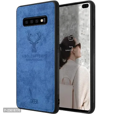 Coverskart (TM) Deer Cloth Canvas Texture Fabric Leather Case for Samsung Galaxy S10 (Blue)-thumb0