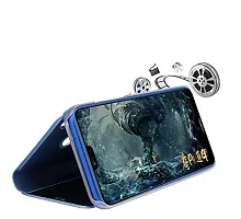 Coverskart Mirror Flip Cover Semi Clear View Smart Cover Phone S-View Clear, Kickstand FLIP Case for Apple iPhone Xs MAX Blue (Sensor flip is not Working)-thumb2