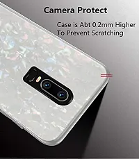 Coverskart Luxurious Marble Pattern Bling Shell Back Glass Case Cover with Soft TPU Bumper for One Plus 6 / OnePlus 6/1+6 (White)-thumb2