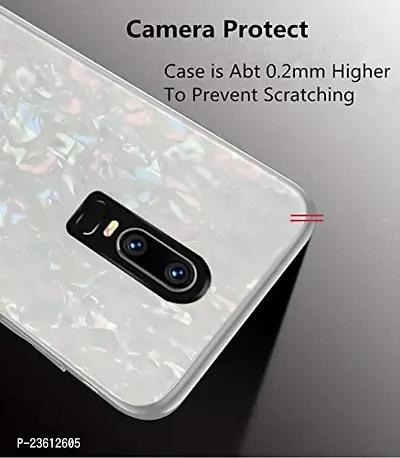 Coverskart Luxurious Marble Pattern Bling Shell Back Glass Case Cover with Soft TPU Bumper for One Plus 6 / OnePlus 6/1+6 (White)-thumb3