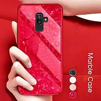 CoversKart(TM) Luxurious Marble Pattern Bling Shell Back Glass Case Cover with Soft TPU Bumper for Samsung Galaxy S9 (Red)-thumb2