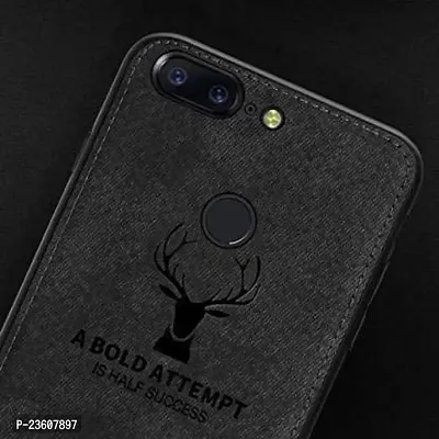 Coverskart Deer Cloth Canvas Texture Fabric Leather Case for Oppo F9 Pro (Black)-thumb2