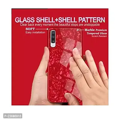 Coverskart Luxurious Marble Pattern Bling Shell Back Glass Case Cover with Soft TPU Bumper for Samsung Galaxy A50, (Red)-thumb3