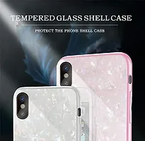 Coverskart Luxurious Marble Pattern Bling Shell Back Glass Case Cover with Soft TPU Bumper for Xiaomi Redmi 7, (White)-thumb3