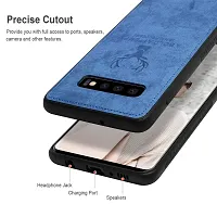 Coverskart (TM) Deer Cloth Canvas Texture Fabric Leather Case for Samsung Galaxy S10 (Blue)-thumb3