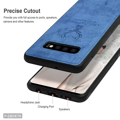 Coverskart (TM) Deer Cloth Canvas Texture Fabric Leather Case for Samsung Galaxy S10 (Blue)-thumb4